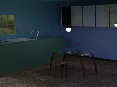 Modern 3D kitchen 3D model Low-poly 3D model