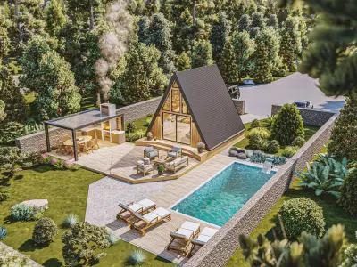 A-frame Alexa 30m2  basic plans 3D model