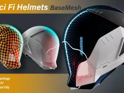 20 Sci-Fi Helmets Base Mesh 3D model