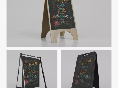 Customizable Premium Modern Chalkboard Signs 3D Model Pack