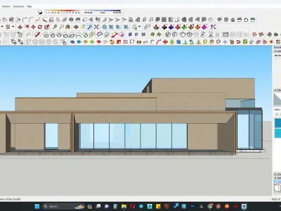 Modern office building with interior detail 3D model