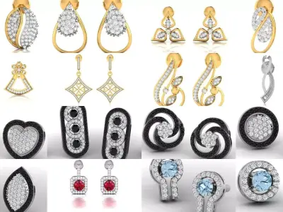 100 LIGHT WT EARRINGS  3D Model Pack