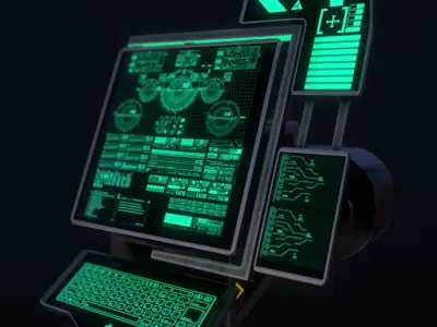 Sci-Fi Console-Computer 6 Low-poly 3D model
