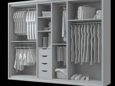 Wardrobe modern sliding doors 3D model