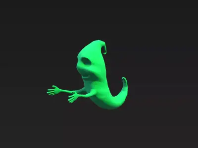 Ghost Cartoon style character Game asset Low-poly 3D model