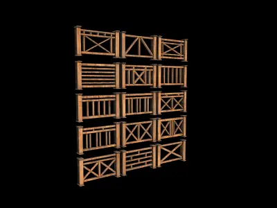 wooden fence 3D model