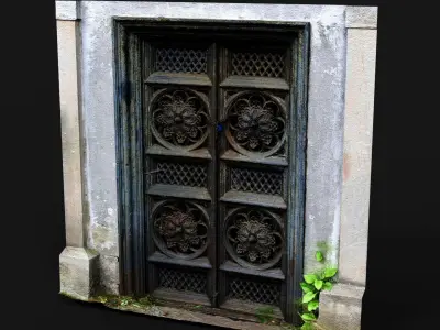 rusty iron doors ancient abandoned castle PBR photogrammetry Low-poly 3D model