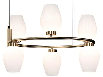 Hanging chandelier with glass shades 3D model
