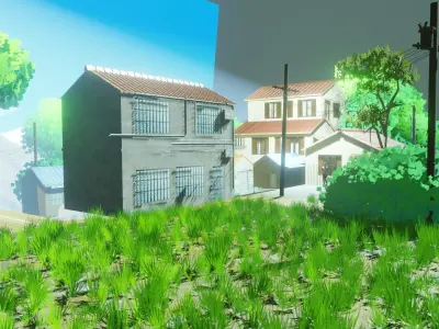 anime village made in blender 3D model