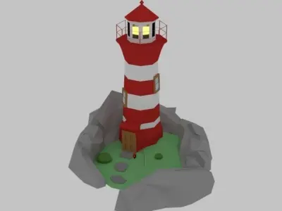 Low Poly Lighthouse Low-poly 3D model