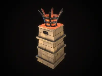 Stylized torch column Low-poly 3D model