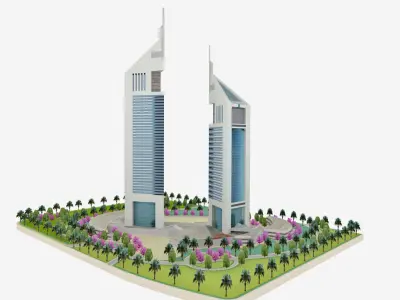 Dubai Jumeirah Emirates Towers  Low-poly 3D model