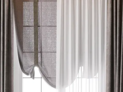 Hadi Curtain With Roman Blind 62 Low-poly 3D model