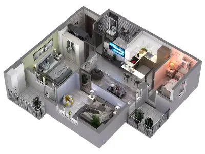 3D floor plans apartment  3D model