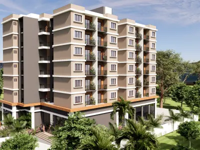 Modern Mixed-Use Apartment Building 3D model