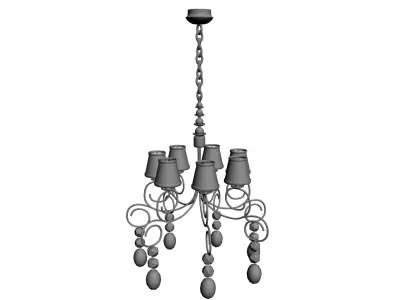 Chandelier gold and glass Free 3D model