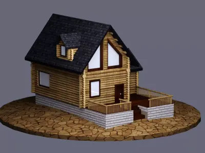 Log House - 3D Model - LowPoly Low-poly 3D model