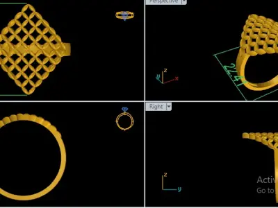 Fashion Ring Ready Printable Model 3D print model  3D print model purchase