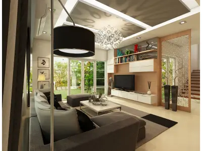 single house living 3D model