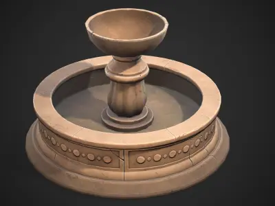 Stylized fountain Low-poly 3D model
