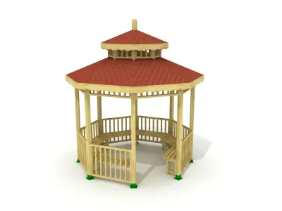  3D Hexagon Wood Gazebo 001 3D model
