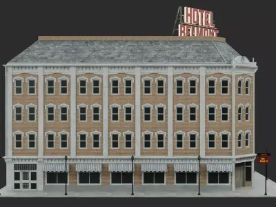 Modern Hotel Building Low-poly 3D model