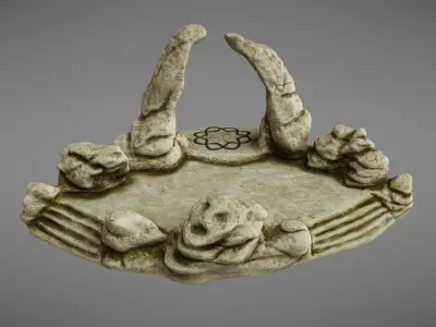 Shrine statue of rock garden Low-poly 3D model