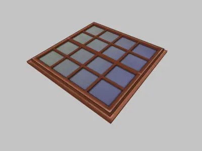 low poly window 1 wooden with squares Low-poly 3D model