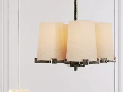 RH PAUILLAC PENDANT Fabric shade and Nickel 3D model