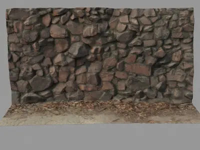 Stone wall Low-poly 3D model 4