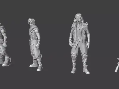 Cyberpunk Street Raiders LowPoly Low-poly 3D model