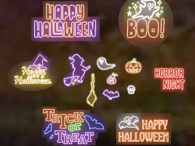 Halloween Neon signs 3D model