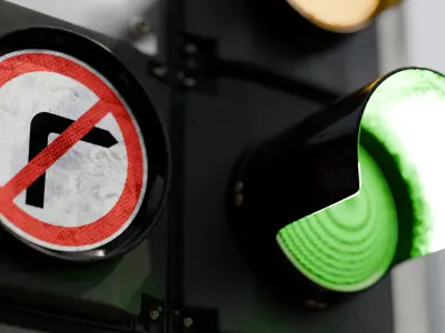 Traffic light with PBR mtl 3D model