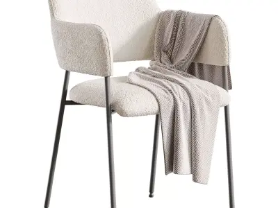 Rhodes Pearl Boucle Dining Chair 3D model