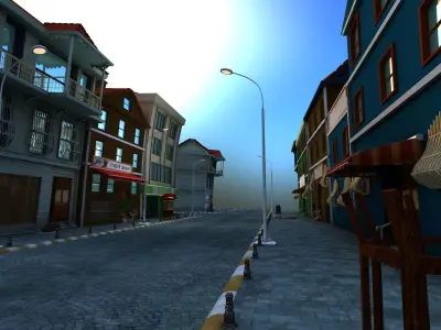 3D Cartoon Bank Street 3D model