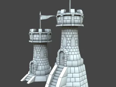 stone tower premium 3d model Low-poly 3D model