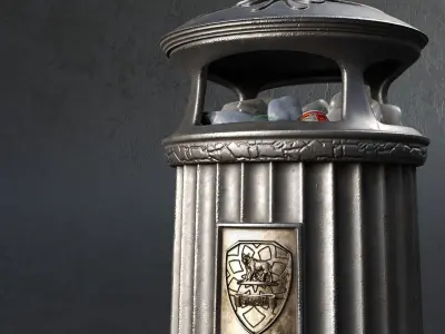 Street Vintage  Trash Can 3D model