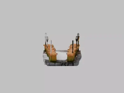 cobbled street section 1 Low-poly 3D model