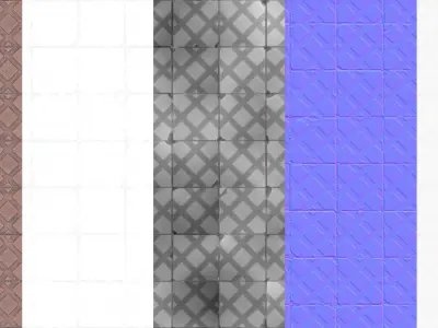 Red patterned dirty tiles Texture