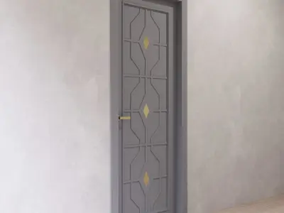 Art Deco style interior door with golden inserts 3D model