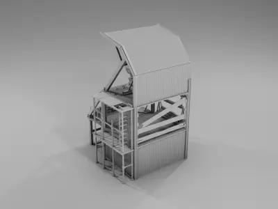 Watchtower 3d Model metal building with stove on top Free 3D print model