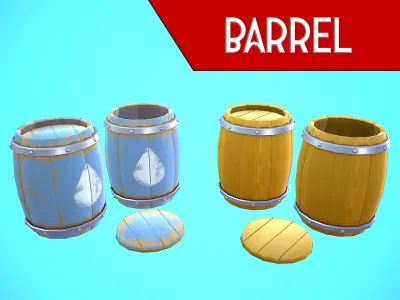 BARREL CARTOON STYLIZED  Low-poly 3D model