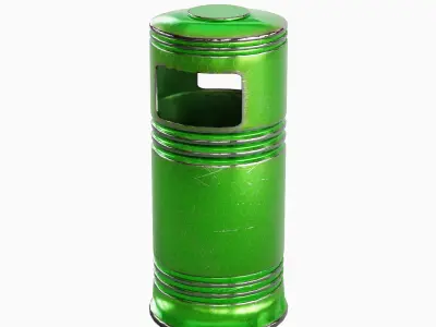 Metal Street Trash Bin 05 Low-poly 3D model