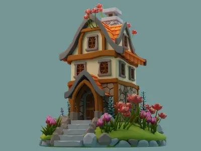 Cartoon House 4 3D model