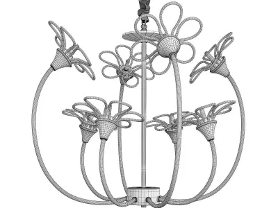 DOMINICA brass flower chandelier Low-poly 3D model