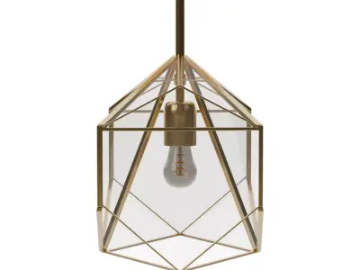 OPENBOX Metal and Glass Flush Mount Pendant Low-poly 3D model