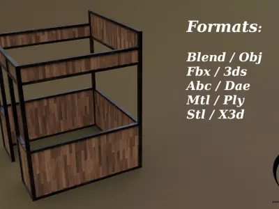 Stall stand 05 4in1 R - 4 PBR Texture 1 Model Low-poly 3D model