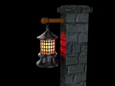 Game asset Lantern Low-poly 3D model