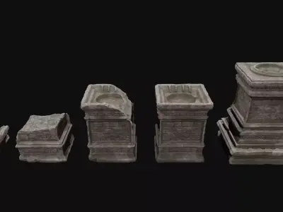 Dungeon Altars Set Low-poly 3D model