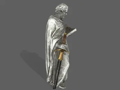 Old Man Statue Low-poly 3D model 15